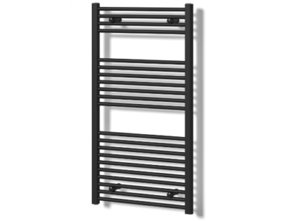 Moderne zwarte handdoekradiator van 110 bij 60 cm voor de badkamer