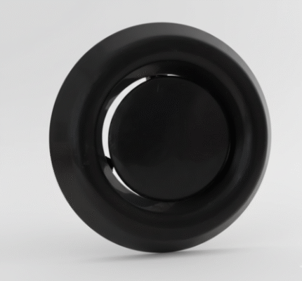 Modern rond afzuigventiel van Nedco in de kleur mat zwart