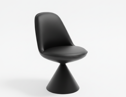 Moderne zwarte design stoel in Italiaanse stijl met kegelvormige voet, draaibaar