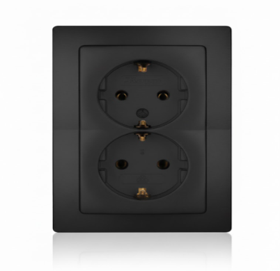 Kopp zwart dubbel inbouw paris HK05